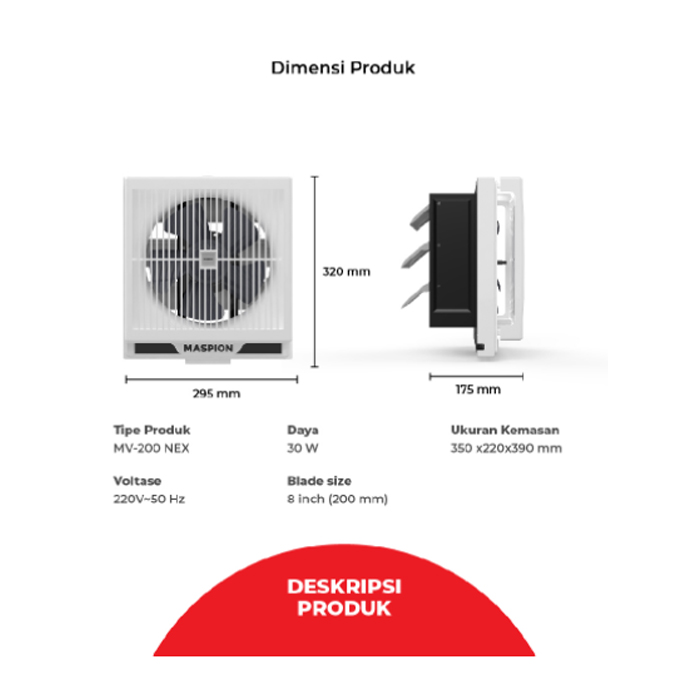 Maspion Exhaust Fan Wall 8 Inch - MV200NEX